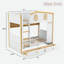 Lit superposé avec garde-corps en forme de maison, tablettes de rangement et tiroirs-557149898