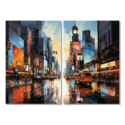 City Philadelphia Popart II - Multi-Color Industrial Wall Art Set Of 2