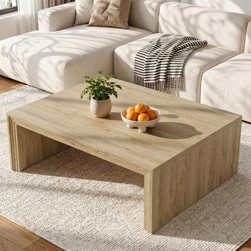 Table basse rectangulaire de 47 pouces pour le salon, table de centre en bois de ferme avec plateau spacieux