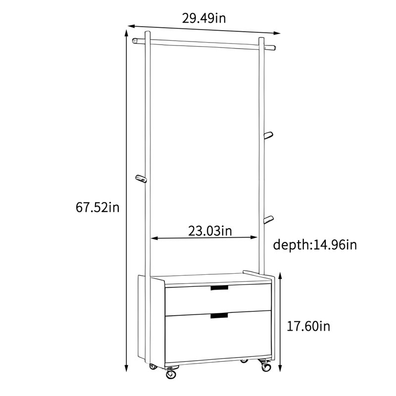 Portemanteau mobile avec mortaise et Tenon Tech, Stor