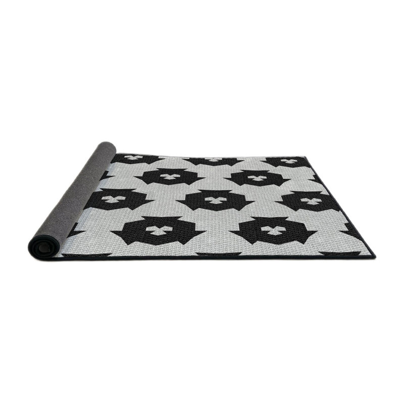 Tapis noir/beige à motifs, Rond 5 pi