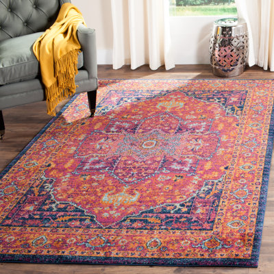 Annette Oriental Fuchsia/Orange Area Rug