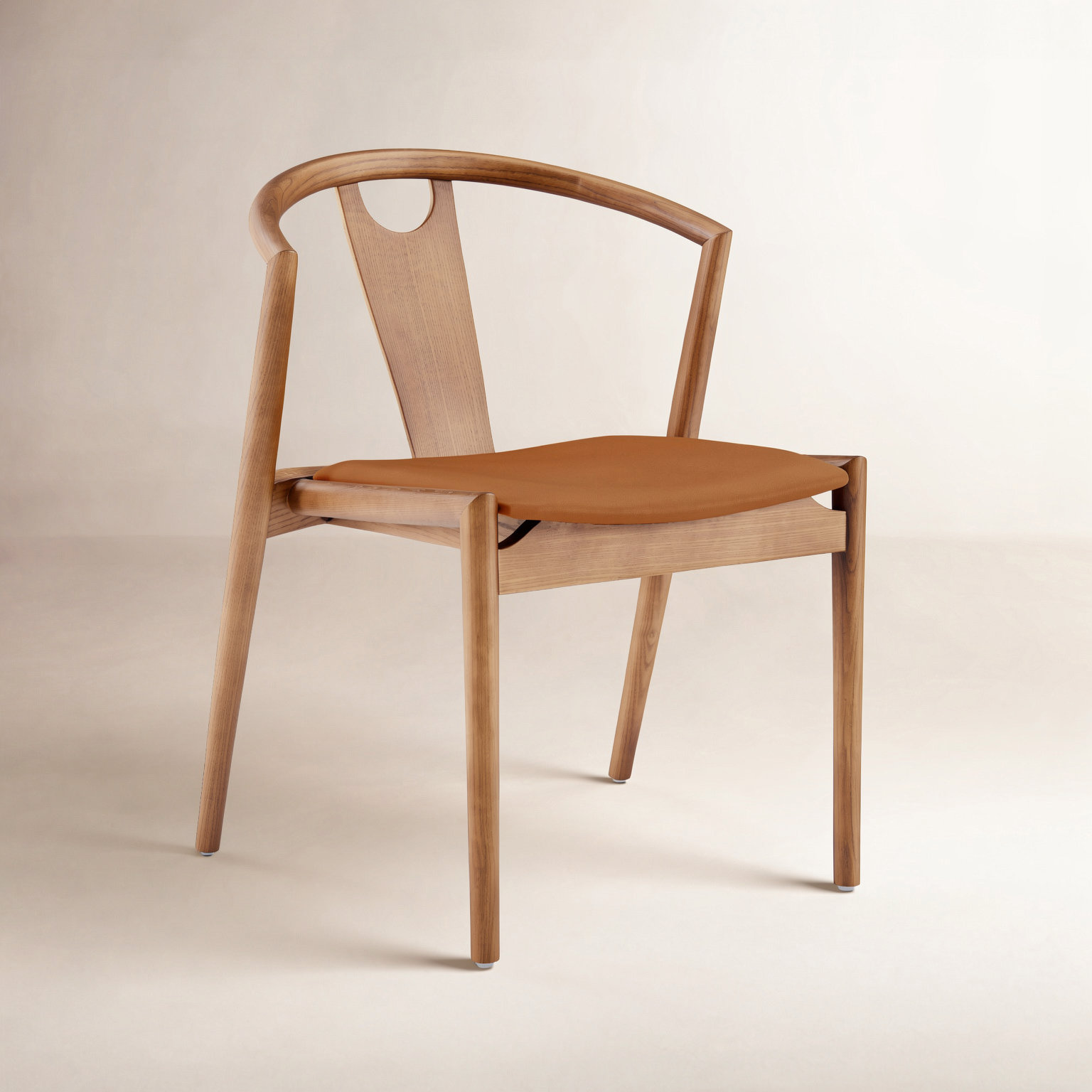 Ambra Vegan Leather Dining Chair, Dark Tan Faux Leather/Walnut Frame, 1
