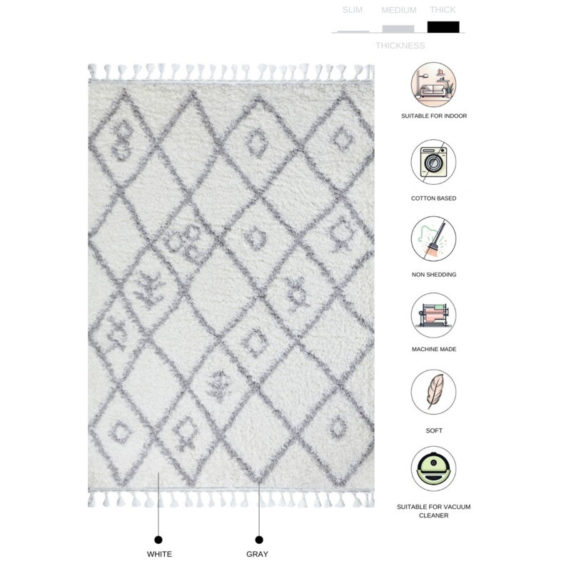 Stephian Geometric Indoor Rug, Rectangle 4' x 5'11"