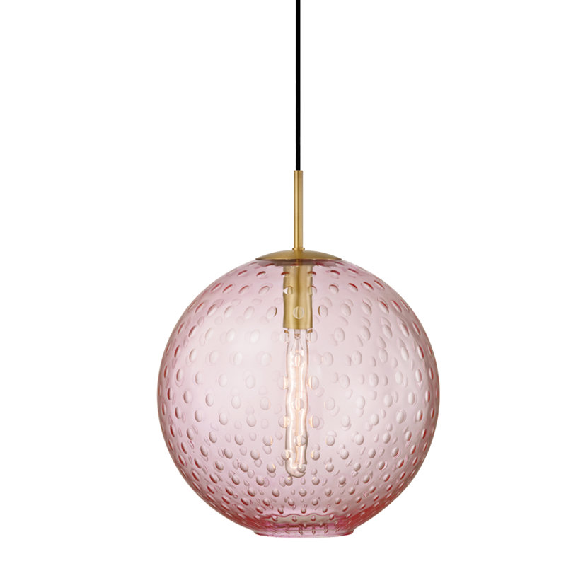 Rousseau 1 Light Pendant, 12.75" H X 11.25" W X 11.25" D, Clear, Aged Brass