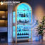 175cm H x 75cm W Modern Arched Glass Bookcase with RGB LED Lighting & Removable Shelves-242799228
