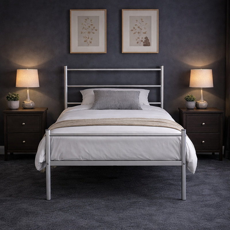 Mahim Metal Bed, Single (3'), Silver