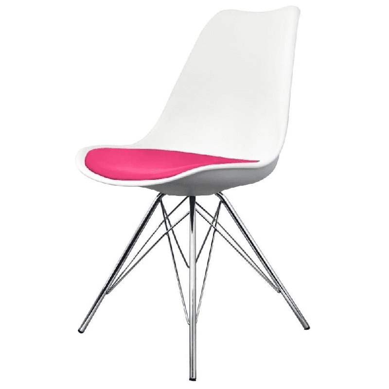 Topeka 45cm H Upholstered Side Chair, White/Hot Pink