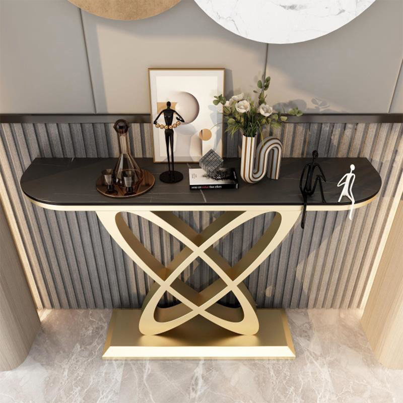 Console Table, Black/Gold, 31.5" H x 59" W x 11.8" D