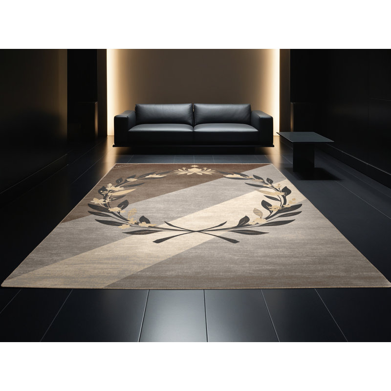Tapis lavable à la machine à motif de couronne classique Laurel Wreath, 4 x 2