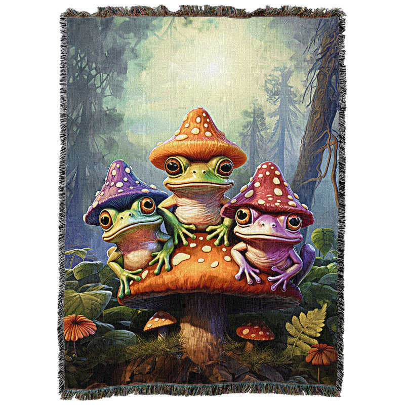 Jeté en coton Pure Country Weavers, Amis champignon et grenouille