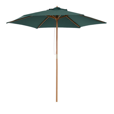 Kinser 2.5m Wood Garden Parasol Sun Shade with Vent 38mm Pole