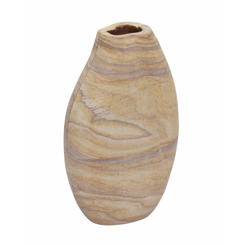 Saava Sandstone Ceramic Curved Vase for Floral Arrangements