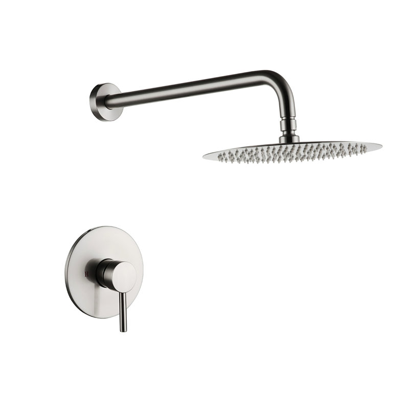 Robinet de douche mural en nickel brossé élégant avec valve