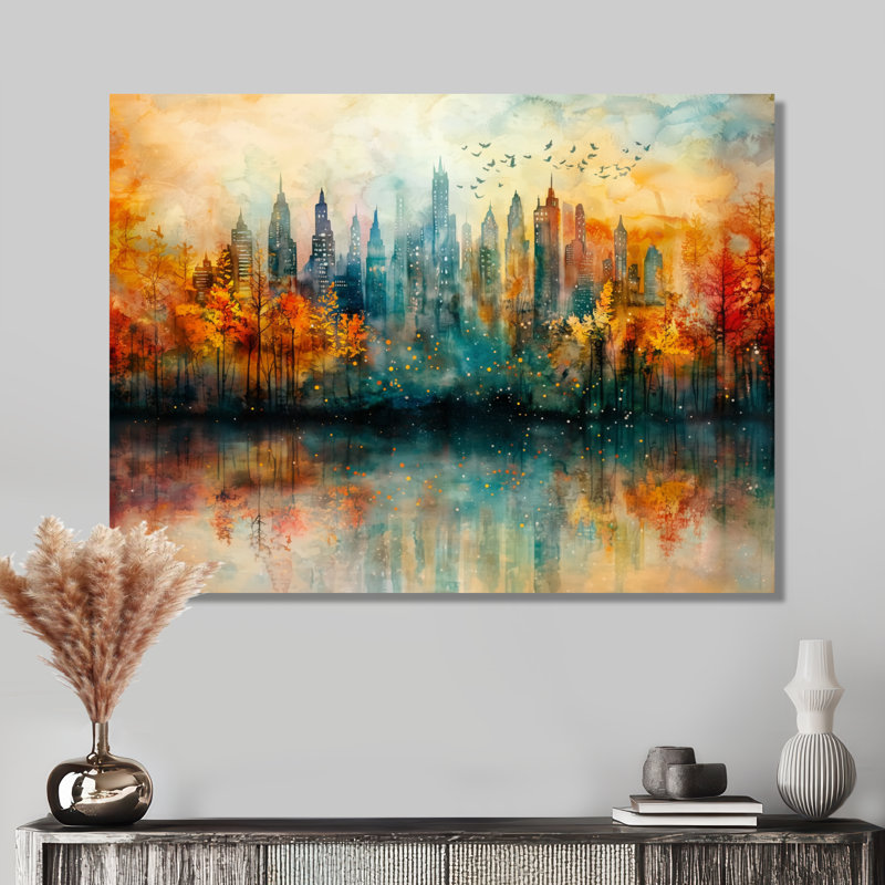 «Modern Evolve New York City Cityscape II», art mural abstrait en métal, impression moderne sur métal
