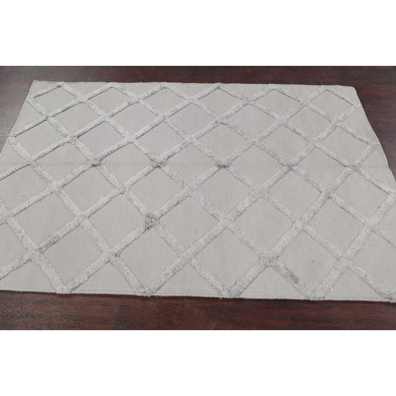Wool and Viscose Geometric Indoor Rug
