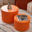 Ensemble de 2 tables gigognes en MDF, table basse ronde artisanale pour salon/espace détente, orange-742483284