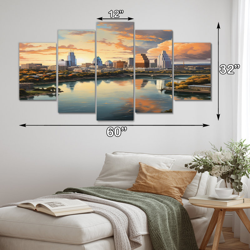 Austin Dynamic Cityscape IV sur toile, 5 pièces