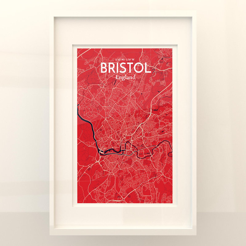 Bristol, carte de la ville, impression, H 36 po x l 24 po x P 0,05 po, Nautique