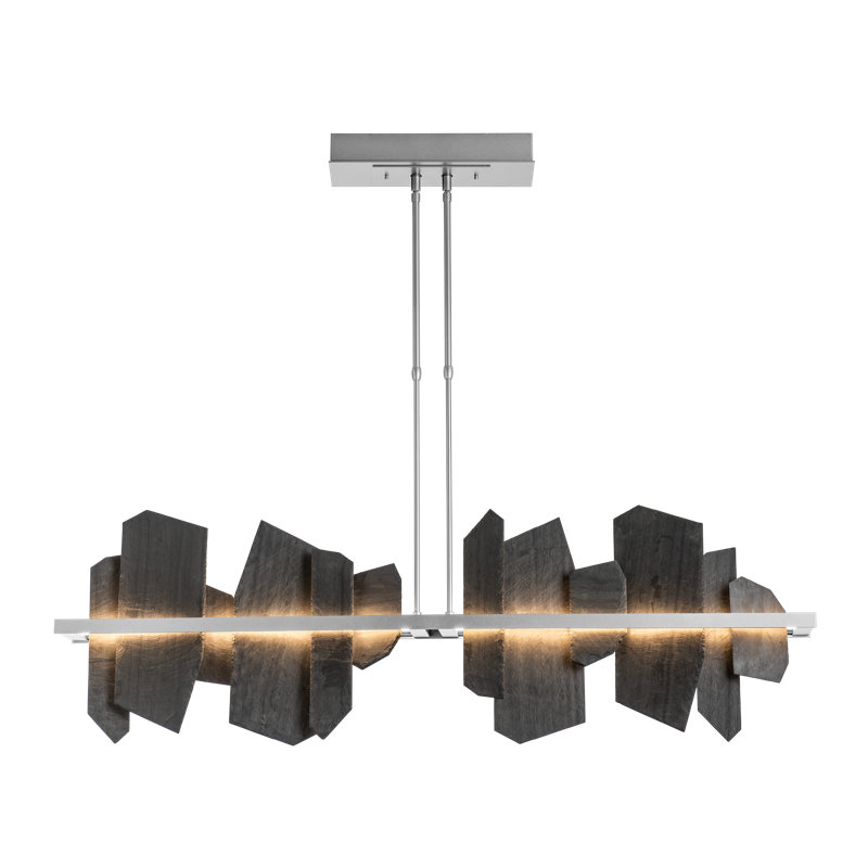 Ardesia 1 - Light Kitchen Island Linear LED Pendant with Slate Accents, Vintage Platinum