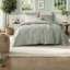 Ensemble de literie en velours de luxe, simple / simple TG, housse de couette matelassée verte avec coussin