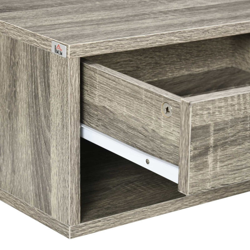 Floating Bedside Tables Wall Mounted Nightstands with Drawer and Shelf, 37 x 32 x 21 cm, Engineered Wood, 2 Pieces, Wall-Mounted Nightstand, Brown, Space-Saving Wall-Mounted Design