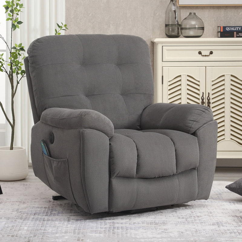 Fauteuil inclinable électrique Power Lift avec massage vibratoire et fonction de chauffage avec port de charge USB et 2 porte-gobelets cachés A + B + C