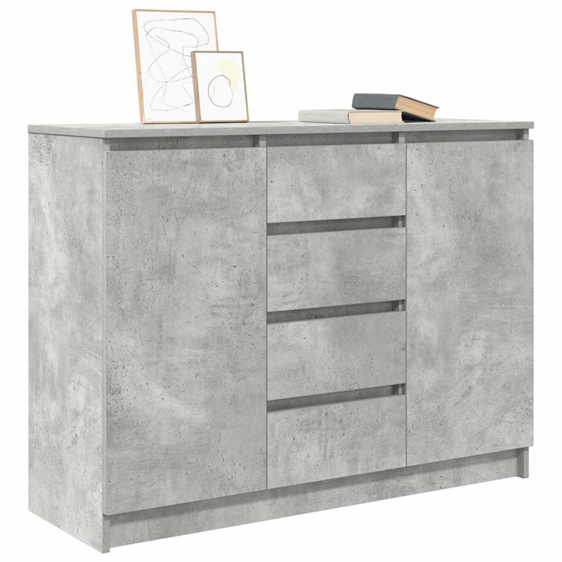 Sideboard With Drawers 100.5X35x76 Cm Engineered Wood, Concrete Grey