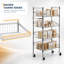 Étagère de rangement roulante à 4 niveaux, étagère métallique réglable avec paniers et roulettes verrouillables pour garde-manger ou garage