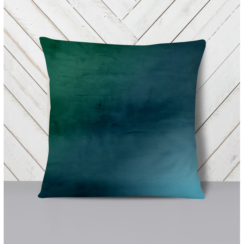 Throw Pillow With Insert, Blue/Green Ombre 3, 20"H x 20"W