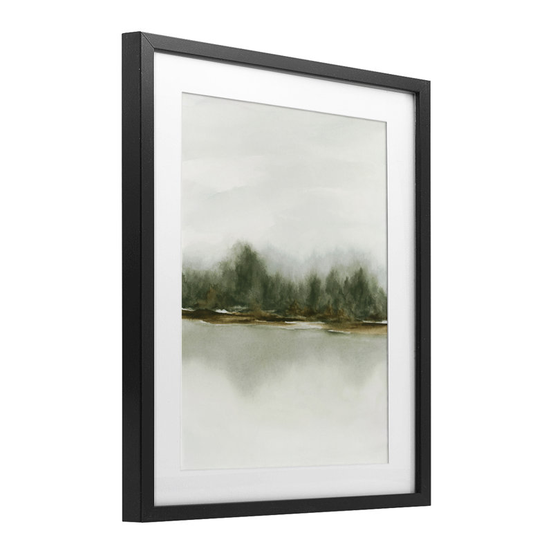 Reproduction encadrée sous verre abstrait vert, conception par 1x, H 21 po x l 17 po, Cadre noir minuit