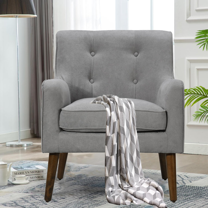 Fauteuil capitonné de 27,5 po Kirilka CAL117, Mélange de polyester gris