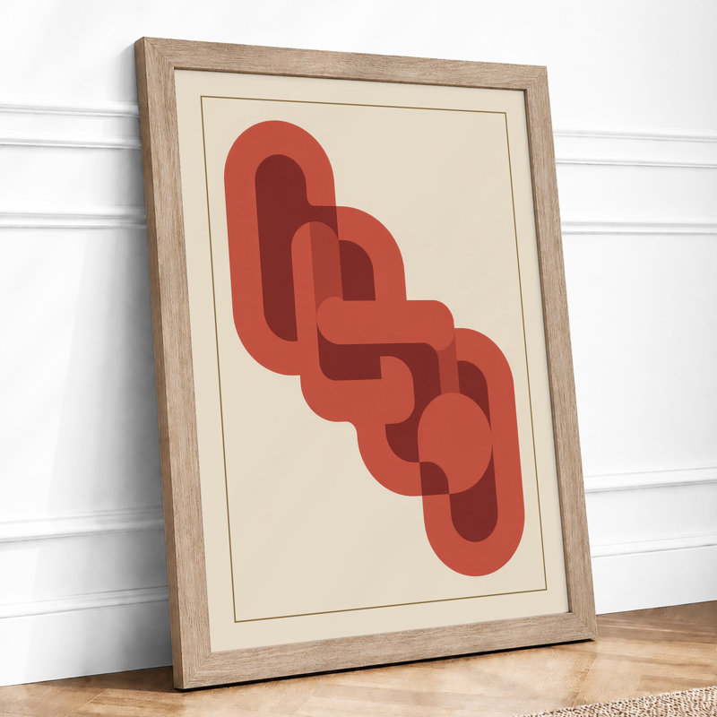 Stacked Forms Mid-Century - Framed Print, A4 - 29.7 x 21.0 cm, Oak