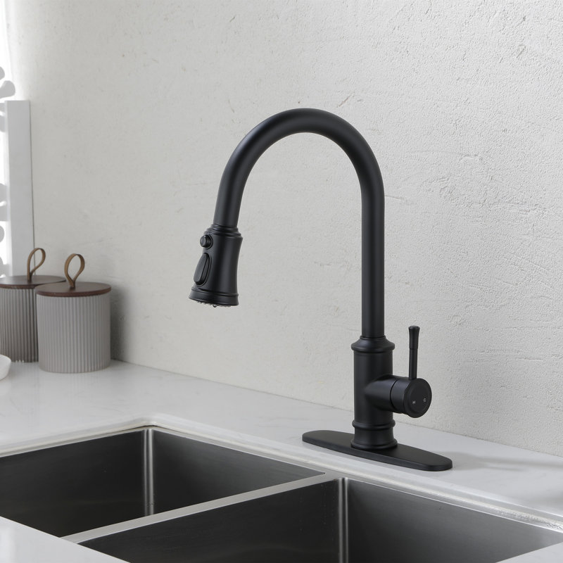 Kitchen Faucet With Pull Out Spraye, Matte Black