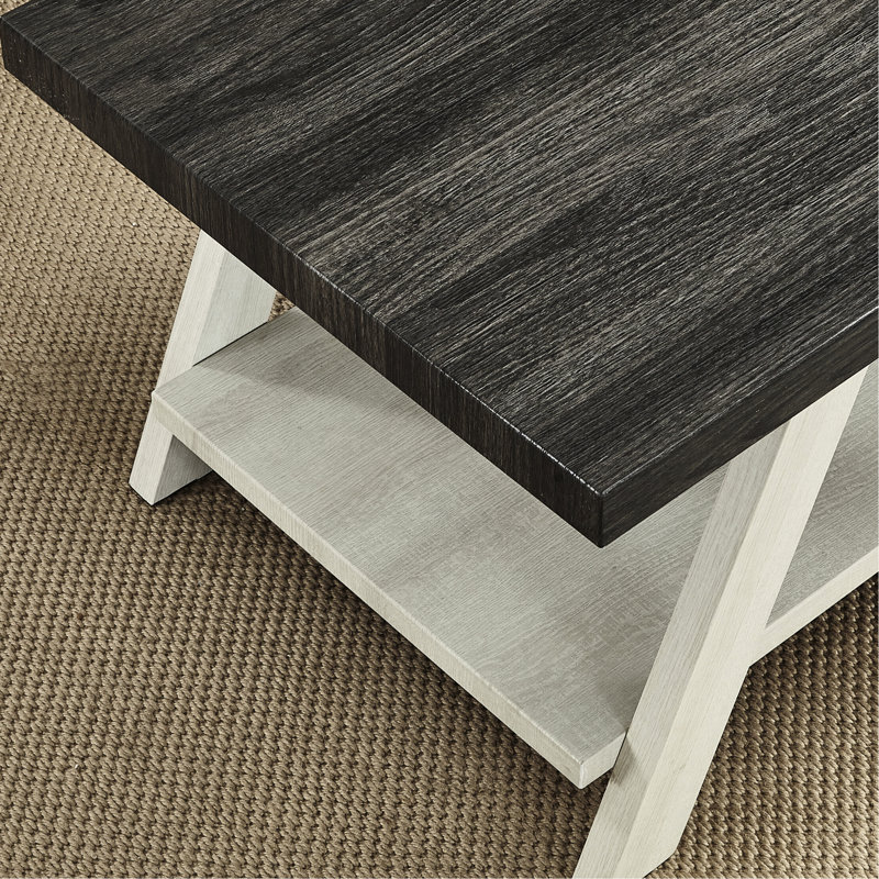 Table de bout contemporaine contemporaine gris anthracite et beige avec rangement supérieur moderne