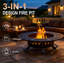 Foyer d'extérieur au feu de bois 47 po 3-en-1 avec 2 barbecues - grand foyer au bois d'extérieur pour camping, pique-nique et feu de camp, table ronde en métal avec couvercle pour la cour, le patio et les fêtes