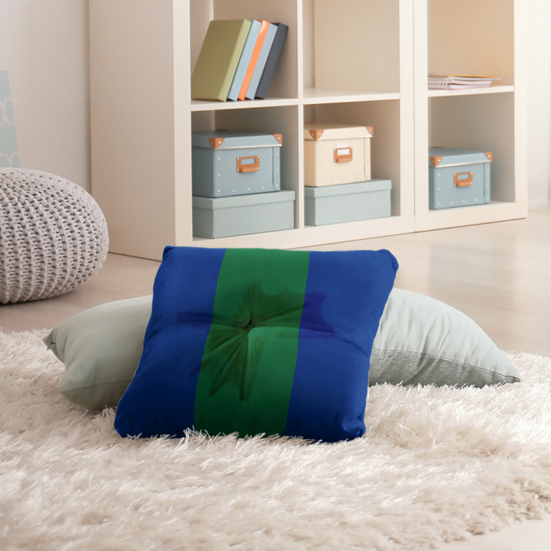  Coussin de sol touffeté, 26 po x 26 po, Bleu / Vert