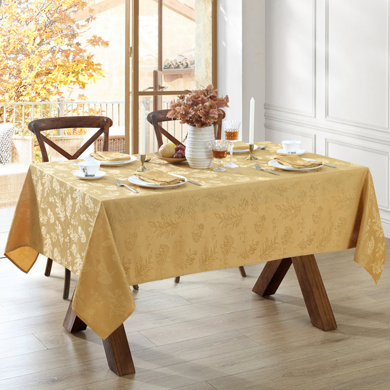 Gold Jacquard Damask Fall Tablecloth, 60" x 84"