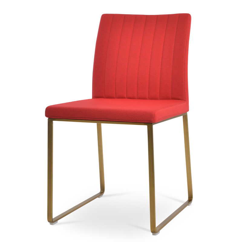 Chaise de salle à manger Zeyno, Laiton, Rouge