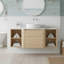 Meuble-lavabo mural avec lavabo en céramique, 1 porte à fermeture douce et 2 petites tablettes de rangement