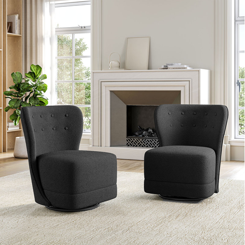 Ikram Upholstered Swivel Side Chair, Dark Gray Polyester