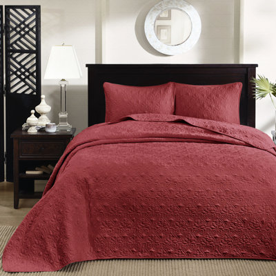 Couvre-lit réversible de taille très grand rouge en coton doux avec 2 taies décoratives pour une meilleure expérience dans la chambre à coucher.