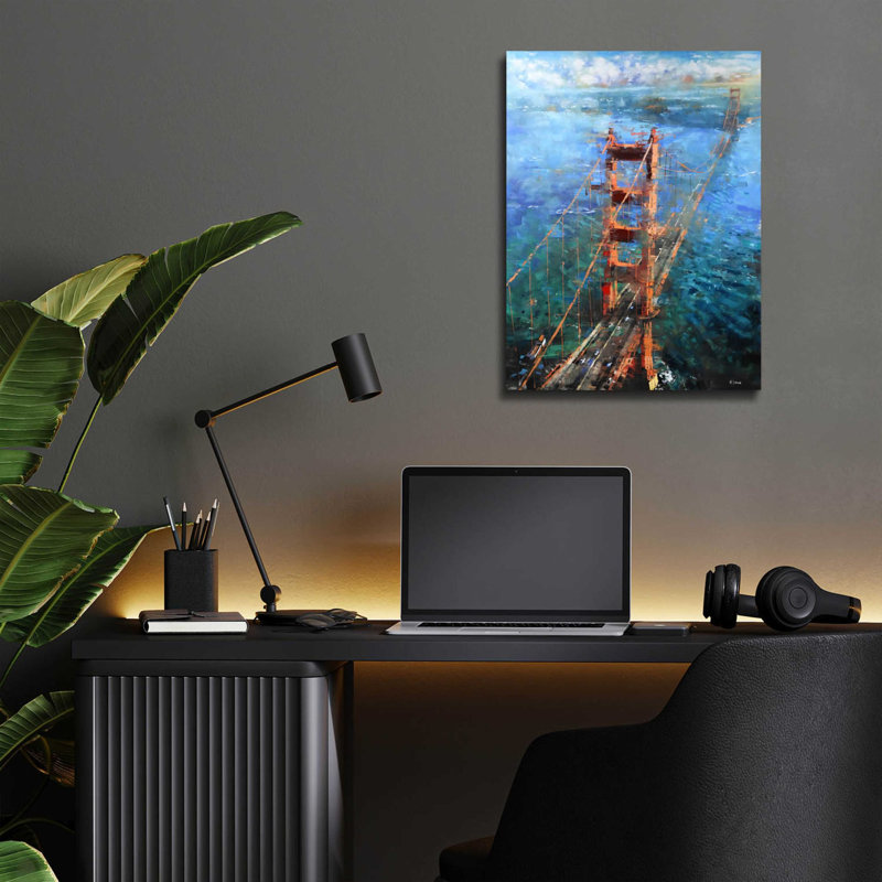 «Golden Gate Sun» par Mark Lague, art mural en verre acrylique, H 16 po x l 12 po x P 0,13 po