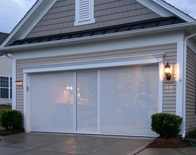 Paravent de porte de garage l 8 pi x H 9 pi, Cadre blanc / blanc, H 9 pi x l 8 pi