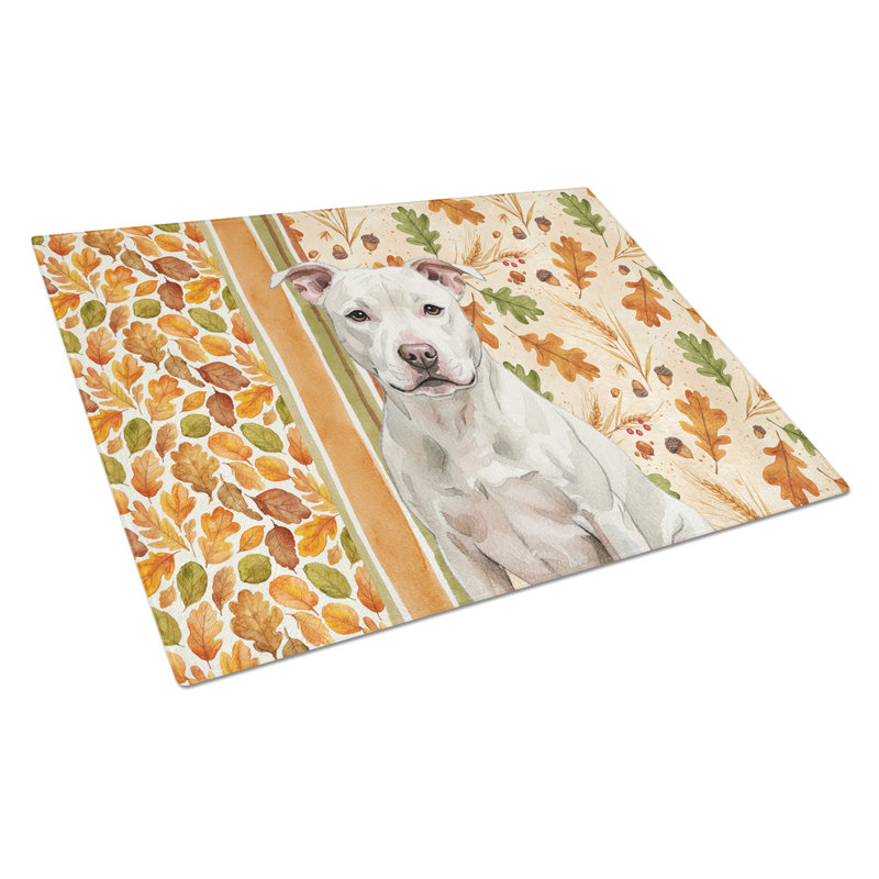 Planche à découper en verre blanc Staffordshire Bull Terrier Heirloom