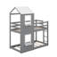 Lit superposé simple au-dessus d'un lit simple en bois avec toit, fenêtre et garde-corps-1490069065
