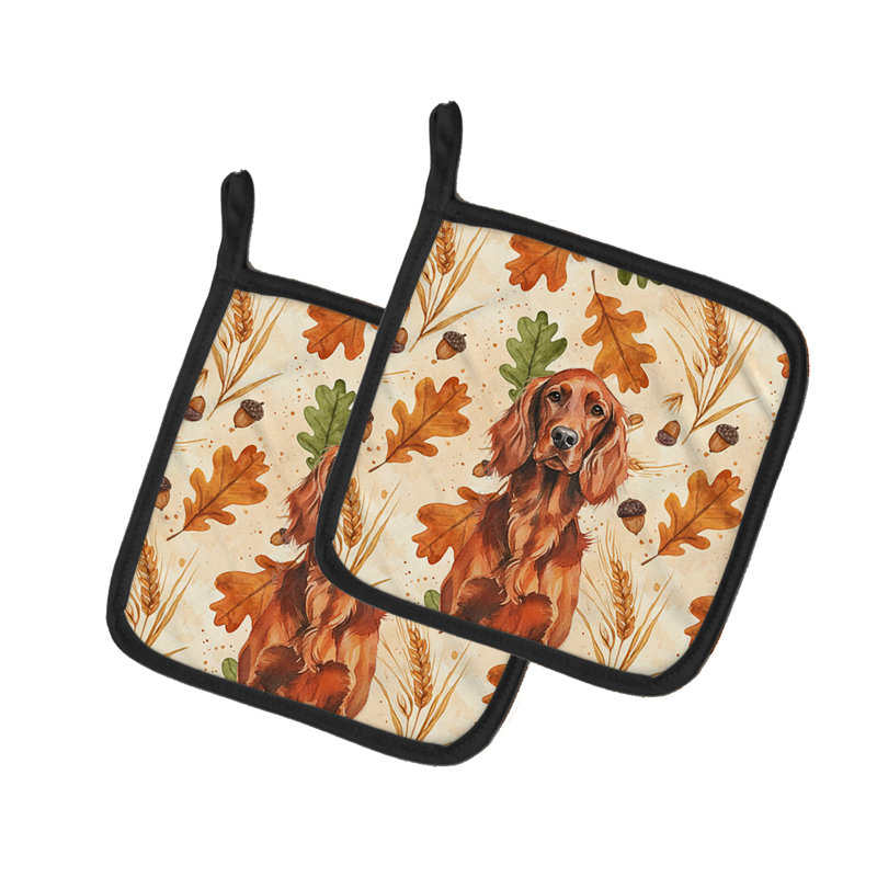 Irish Setter Heirloom Fall Pair of Pot Holders