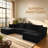130" U-Shaped Modular Sectional Sofa, Deep Memory Foam, No Assembly Required, Black
