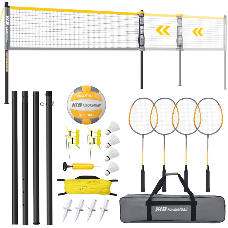 OXYGIE Metal Foldable Volleyball with Carrying Case