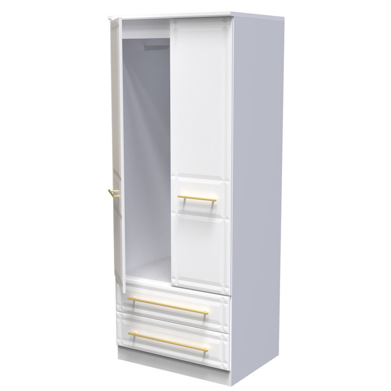 Fully Assembled 3 Door Wardrobe, 197cm H x 111cm W x 53cm D, White Ash